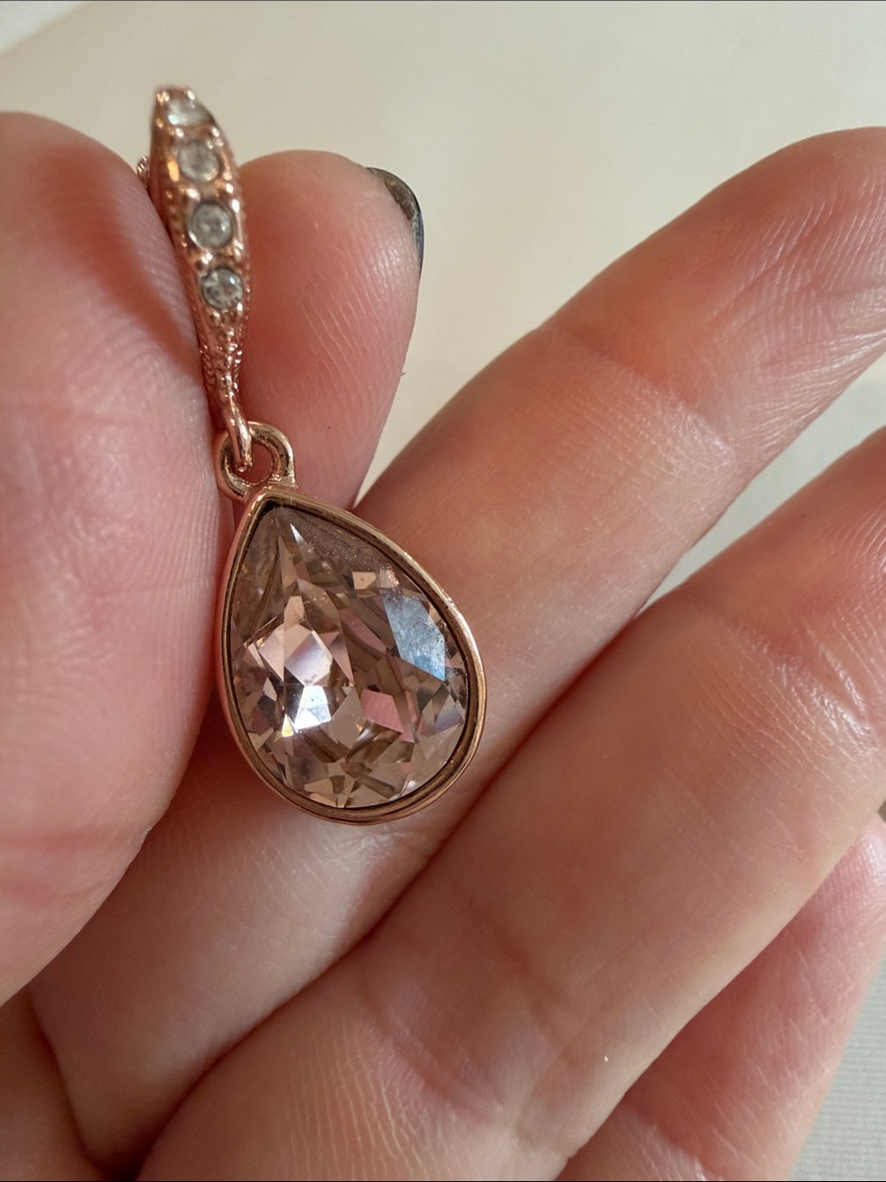 Givenchy Rose Gold Teardrop Crystal Earrings with Pale Pink Stone